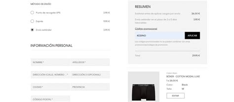 codigo descuento calvin klein